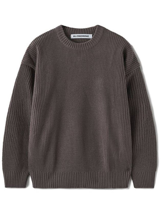 Crew neck rib knit sweaterbrown - BLONDNINE - BALAAN 1