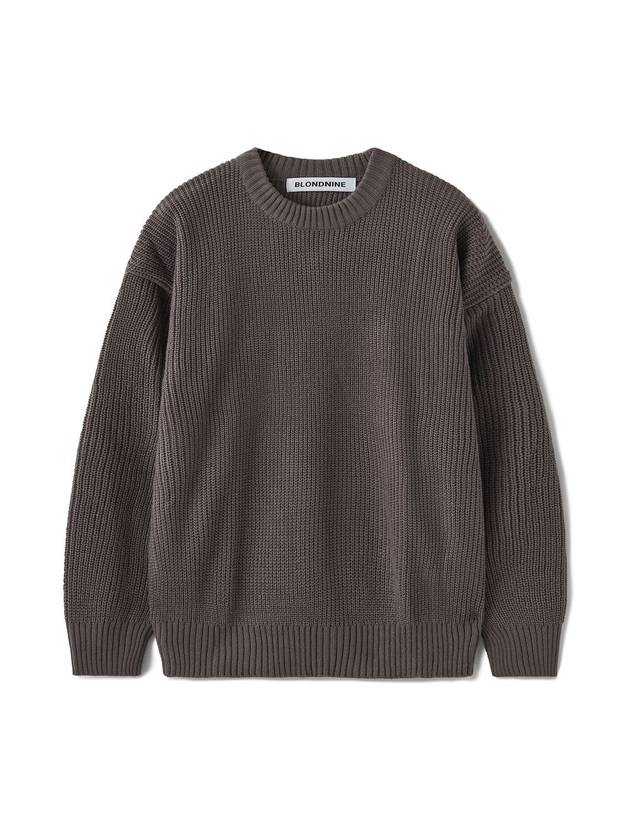 Crew neck rib knit sweaterbrown - BLONDNINE - BALAAN 2