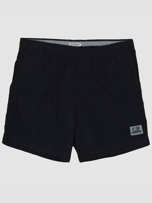 Logo Patch Flat Nylon Swim Shorts Black - CP COMPANY - BALAAN 2