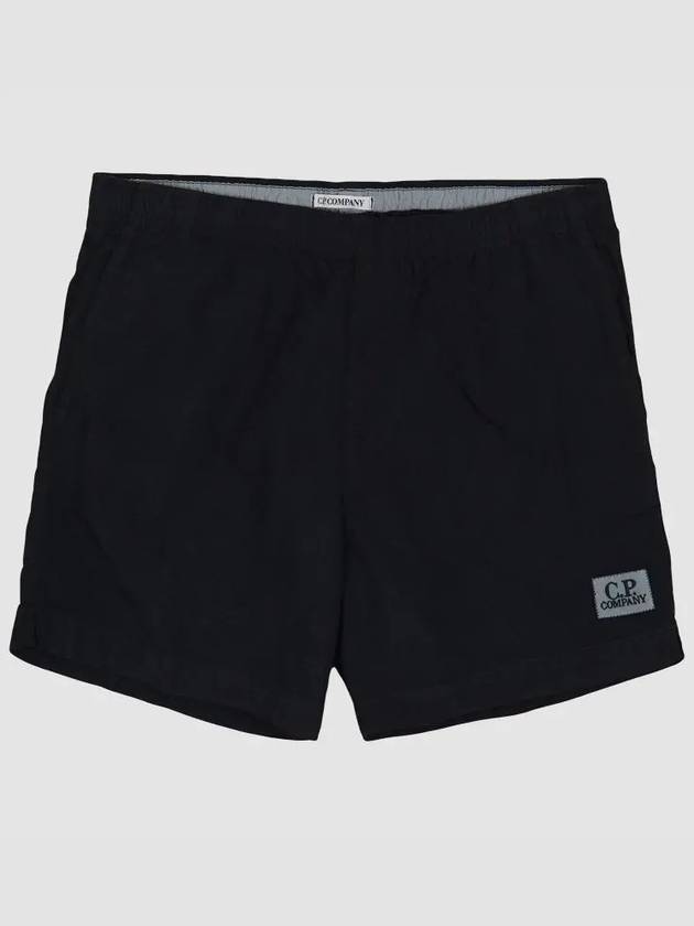 Logo Patch Flat Nylon Swim Shorts Black - CP COMPANY - BALAAN 3