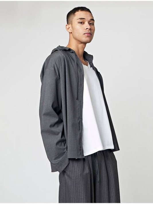 Hooded Long Sleeve Shirt Melange Grey - ATHPLATFORM - BALAAN 2