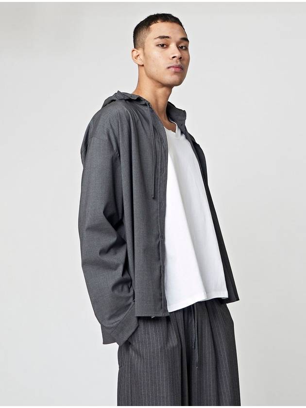 Hooded Long Sleeve Shirt Melange Grey - ATHPLATFORM - BALAAN 2