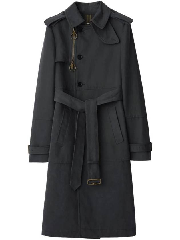 Long Cotton Nylon Trench Coat Cinder - BURBERRY - BALAAN 1