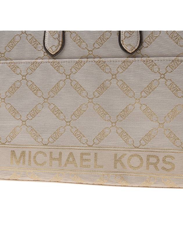 Gigi Large Empire Logo Jacquard Tote Bag Pale Gold Natural - MICHAEL KORS - BALAAN 7