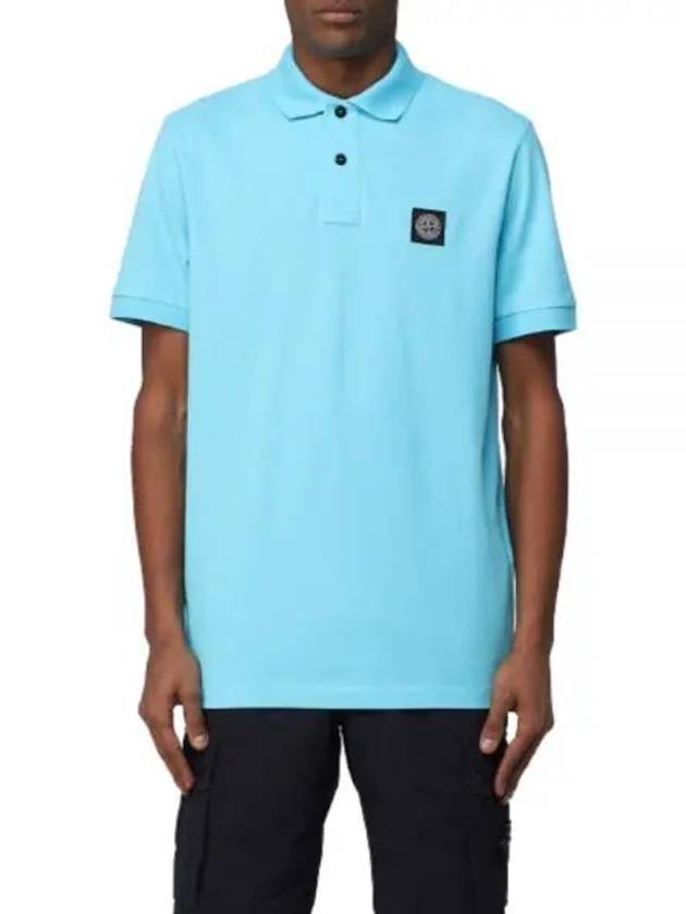 Men's Logo Patch Cotton Polo Shirt Blue - STONE ISLAND - BALAAN 2