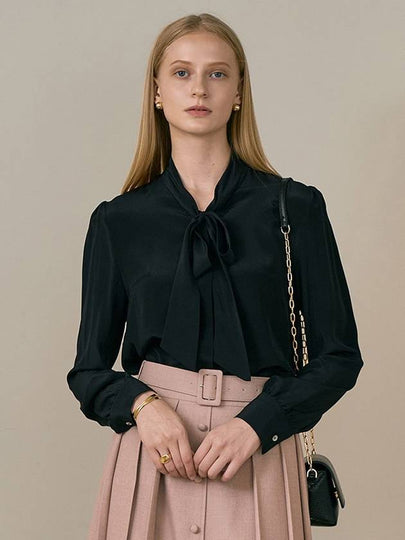 Serena Ribbon Silk Blouse Black - AME - BALAAN 2