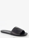 Logo Leather Slide Slippers Black - PRADA - BALAAN 3