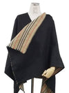 Reversible Icon Stripe Wool Cape Black - BURBERRY - BALAAN 3