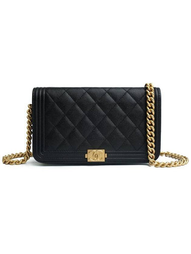 Boy Flap Phone Holder Calfskin Cross Bag Black - CHANEL - BALAAN 1