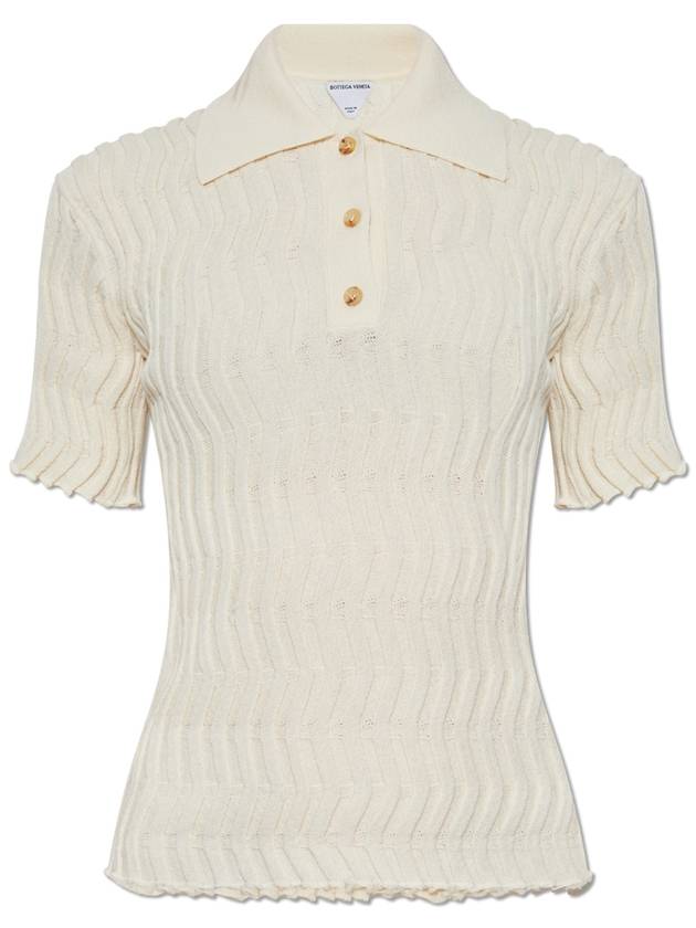 Bottega Veneta Wool Polo, Women's, Cream - BOTTEGA VENETA - BALAAN 1