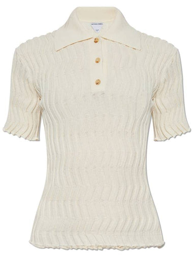 Bottega Veneta Wool Polo, Women's, Cream - BOTTEGA VENETA - BALAAN 1