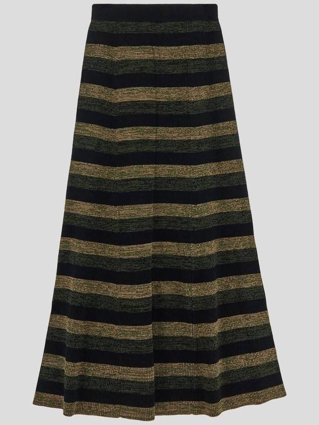 Striped Rib Merino Wool Maxi A-Line Skirt - GANNI - BALAAN 2