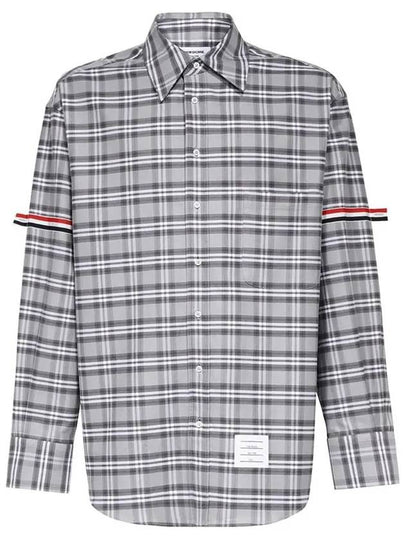 Prince of Wales Armband Oversized Long Sleeve Shirt Medium Grey - THOM BROWNE - BALAAN 2