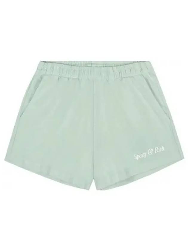 Embroidered Logo Cotton Shorts Mint - SPORTY & RICH - BALAAN 2