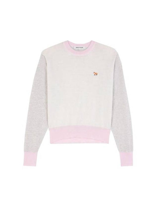 Color Block Merino Wool Knit Top Grey - MAISON KITSUNE - BALAAN 1