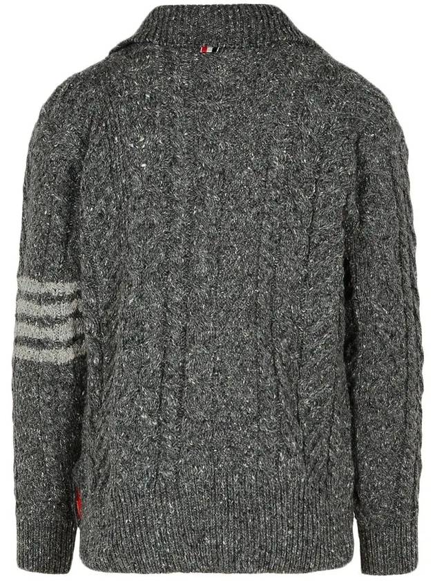 4-Bar Arm Band Knit Cardigan Grey - THOM BROWNE - BALAAN 5