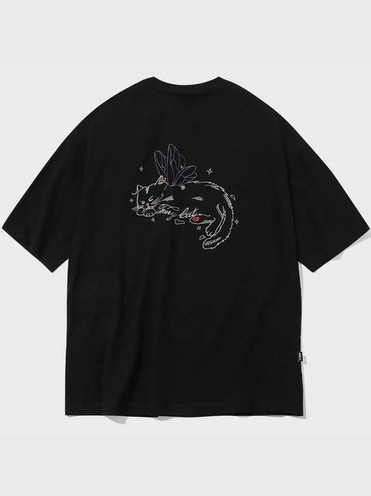 Fairy cat embroidery short sleeve t-shirt black - CPGN STUDIO - BALAAN 1