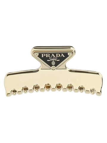 Women's Logo Metal Hair Clip Gold - PRADA - BALAAN 1