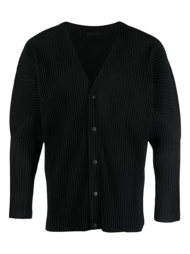 Pleated Button Cardigan Black - ISSEY MIYAKE - BALAAN 2