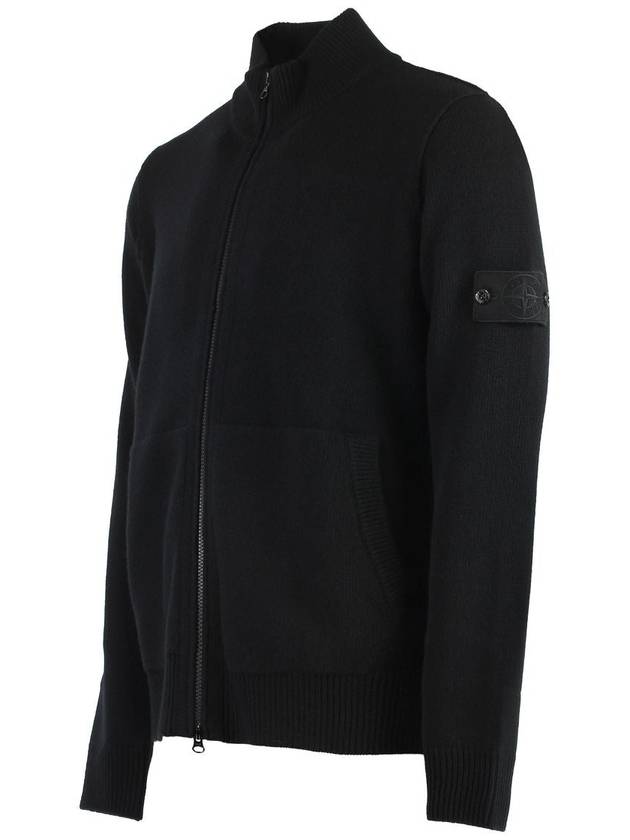 Compass Patch Cardigan Black - STONE ISLAND - BALAAN 4