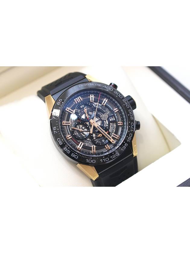 Carrera Heuer 01 Rose Gold Rubber Band Watch 45mm CAR2A5A - TAG HEUER - BALAAN 2