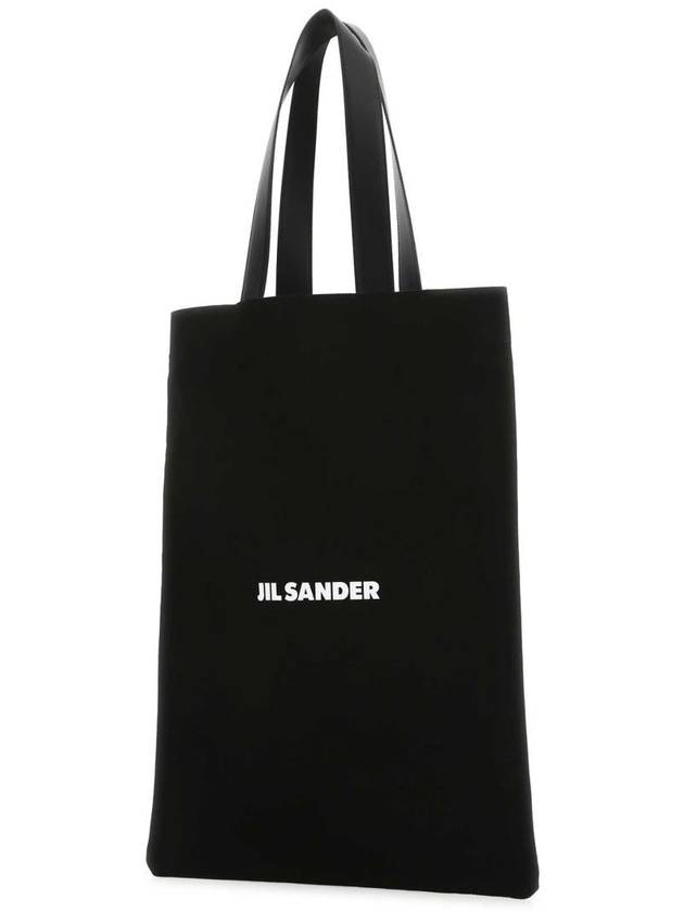 Logo Print Large Cotton Tote Bag Black - JIL SANDER - BALAAN 3