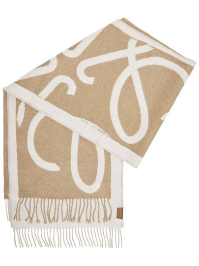 Wool Cashmere Scarf Camel White - LOEWE - BALAAN 2