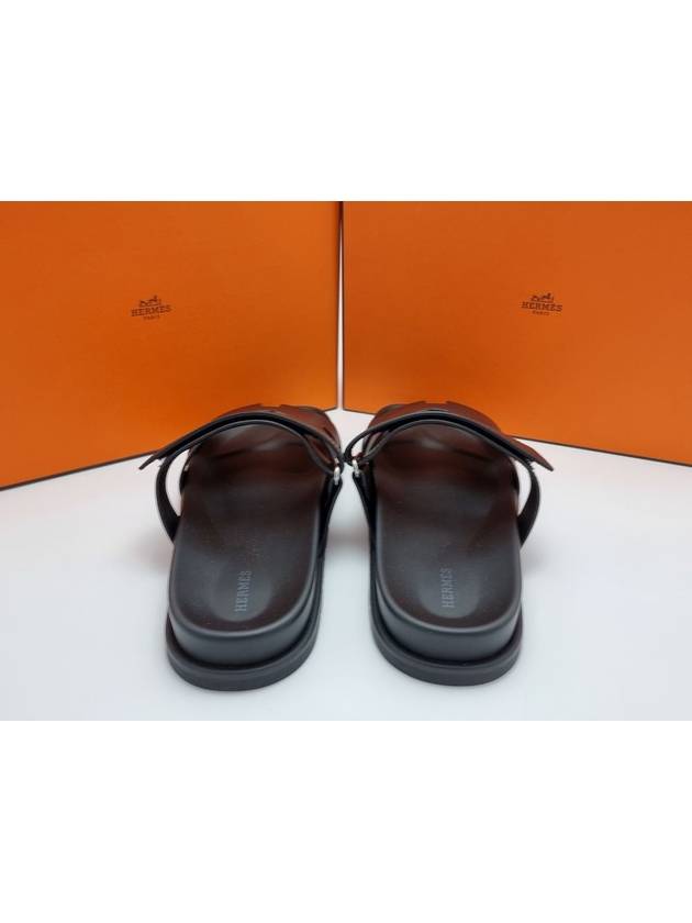 Chypre Leather Sandals Black - HERMES - BALAAN 4