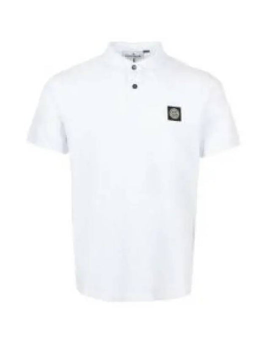 Pique Stretch Cotton Short Sleeve Polo Shirt White - STONE ISLAND - BALAAN 2