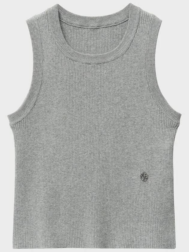 Square Neck Knit Sleeveless Grey - NOIRER FOR WOMEN - BALAAN 3