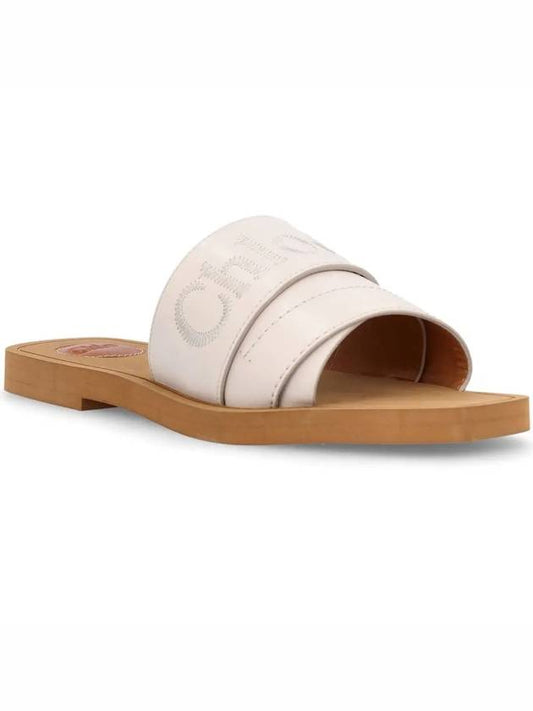 Woody Logo Leather Flat Slippers Wild Grey - CHLOE - BALAAN 2