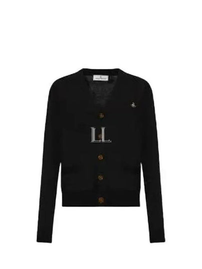 ORB Logo V-Neck Cardigan Black - VIVIENNE WESTWOOD - BALAAN 2