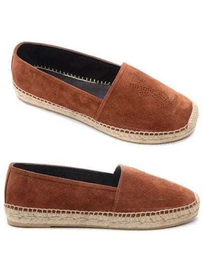 Monogram Logo Suede Espadrilles Brown - SAINT LAURENT - BALAAN 2