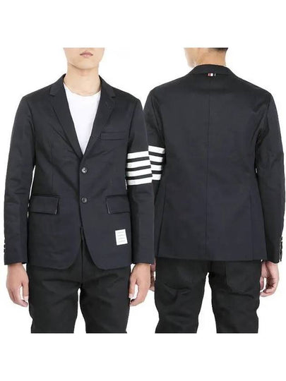 4 Bar Armband Cotton Blazer Jacket Navy - THOM BROWNE - BALAAN 2