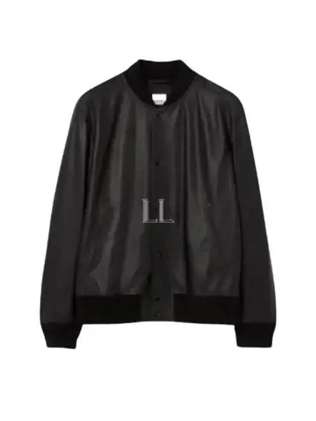 Embossed Logo Leather Bomber Jacket Black - BURBERRY - BALAAN 2