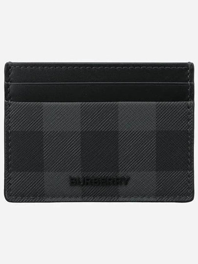 Check Leather Card Case Charcoal - BURBERRY - BALAAN 2