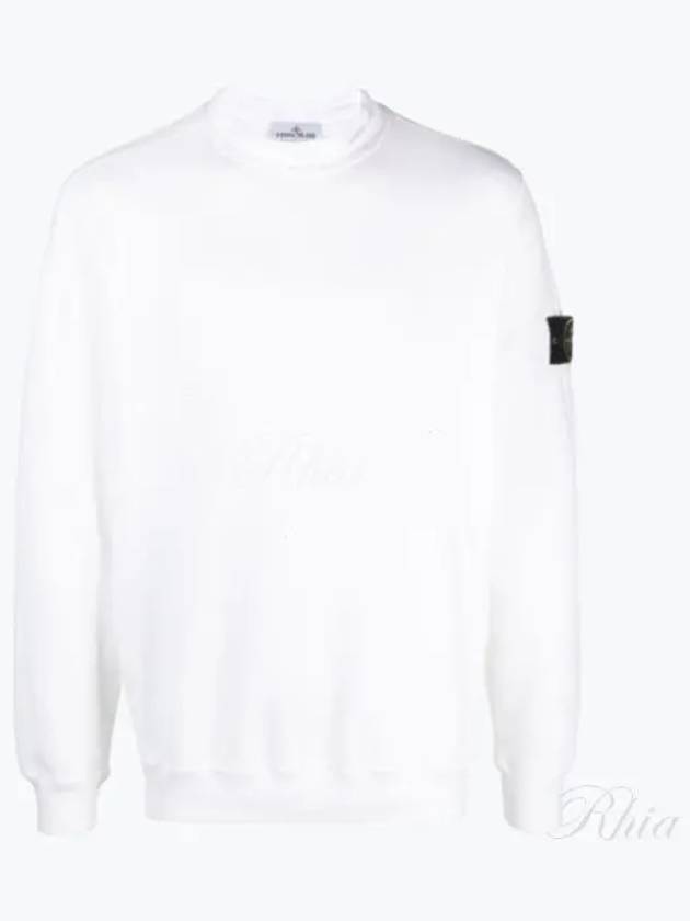 Stretch Cotton Fleece Mock Turtleneck Sweatshirt White - STONE ISLAND - BALAAN 2