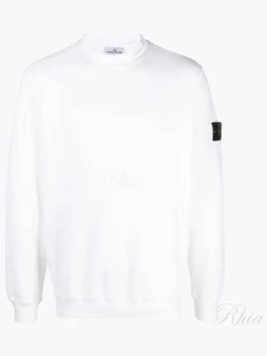 Stretch Cotton Fleece Mock Turtleneck Sweatshirt White - STONE ISLAND - BALAAN 2