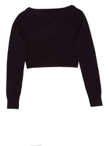 Wool Angri Cropped Knit Top Dark Blue - MAX MARA - BALAAN 1