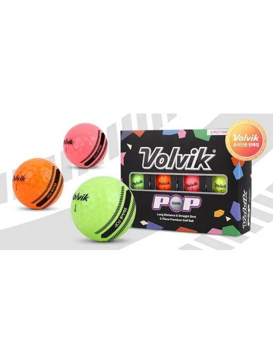 Pop 3 Piece Golf Ball 1 Dozen 12 Ball Rainbow - VOLVIK - BALAAN 2