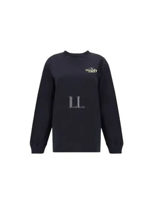 Logo Print Long Sleeve T-Shirt Black - GANNI - BALAAN 2