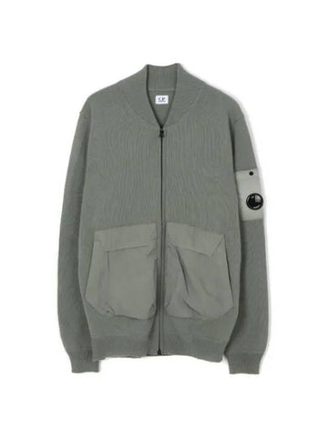 Cotton Mixed Bomber Cardigan Green - CP COMPANY - BALAAN 1