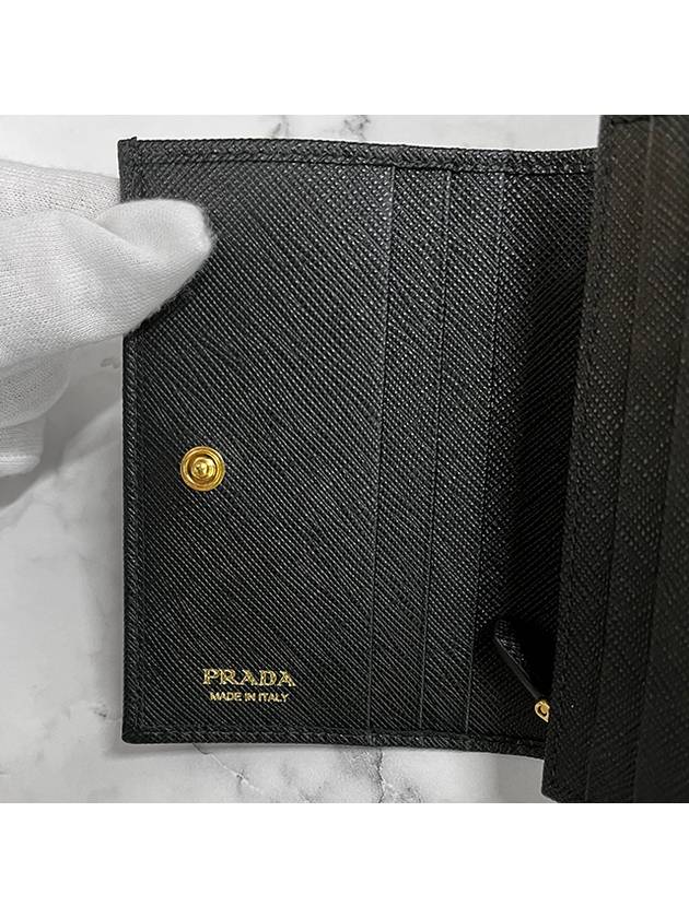 Small Saffiano Leather Half Wallet Black - PRADA - BALAAN 11