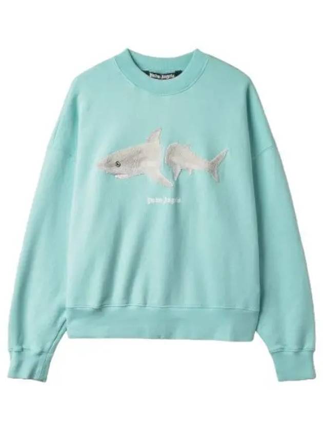 Shark crewneck sweatshirt light blue t shirt - PALM ANGELS - BALAAN 1
