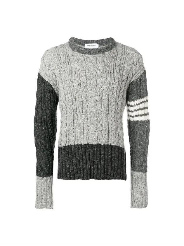 diagonal Aran cable pullover knit top gray - THOM BROWNE - BALAAN.