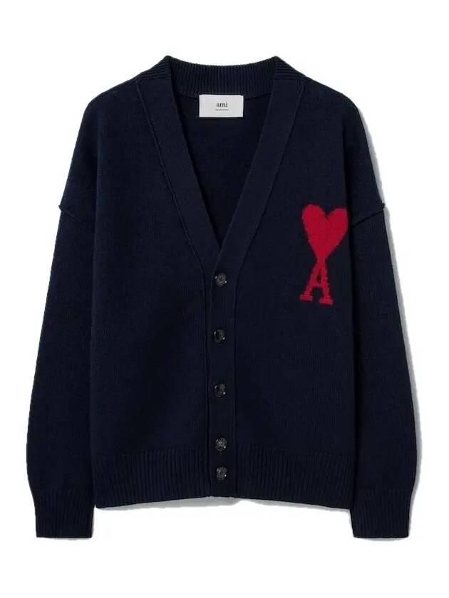 De Coeur Logo Wool Cardigan Navy - AMI - BALAAN 2