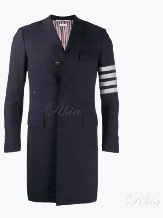 4-bar stripe high armhole plain weaving wool Chesterfield coat Mock567A 06146 415 - THOM BROWNE - BALAAN 1