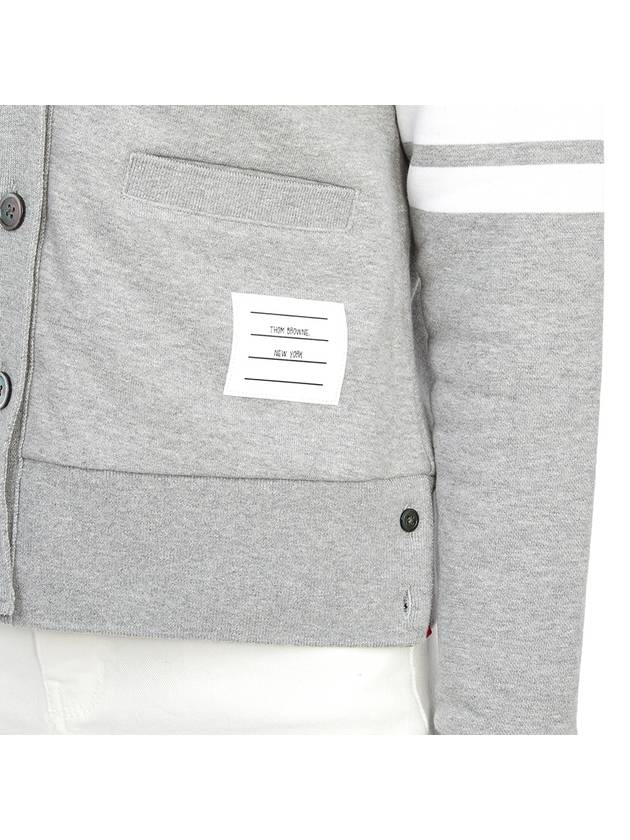 4-Bar Loopback Jersey Cardigan Light Grey - THOM BROWNE - BALAAN 11