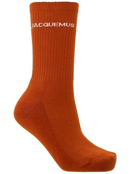 Les Chausettes Ribbed Crew Socks Orange - JACQUEMUS - BALAAN.