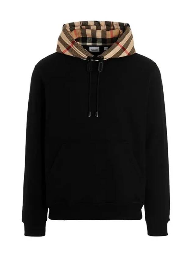 Check Hood Cotton Hoodie Black - BURBERRY - BALAAN 2